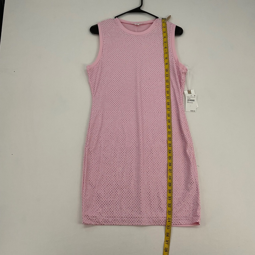 Good American Sugar Pink Rhinestone Mesh Mini Dress Size L NWT - Picture 8 of 11